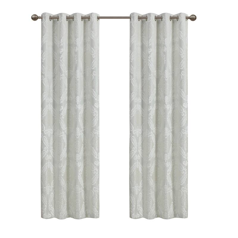 Knitted Jacquard Paisley Total Blackout Grommet Top Curtain Panel(Only 1 Pc Panel)