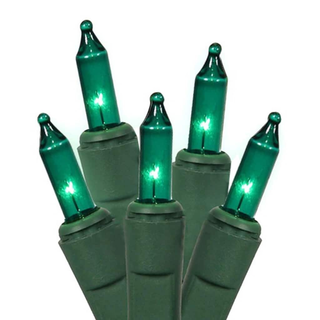 Mini Christmas Light Set - Teal Green - 18ft Green Wire - 100ct