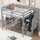 preview thumbnail 61 of 80, Multifunctional Wood Twin Size Loft Bed with L-Shaped Desk and Storage Staircase, Loft Bed Frame with Cabinet and Drawers