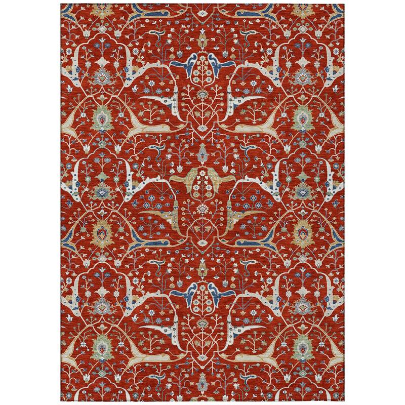 Machine Washable Indoor/ Outdoor Traditional Persian Chantille Rug