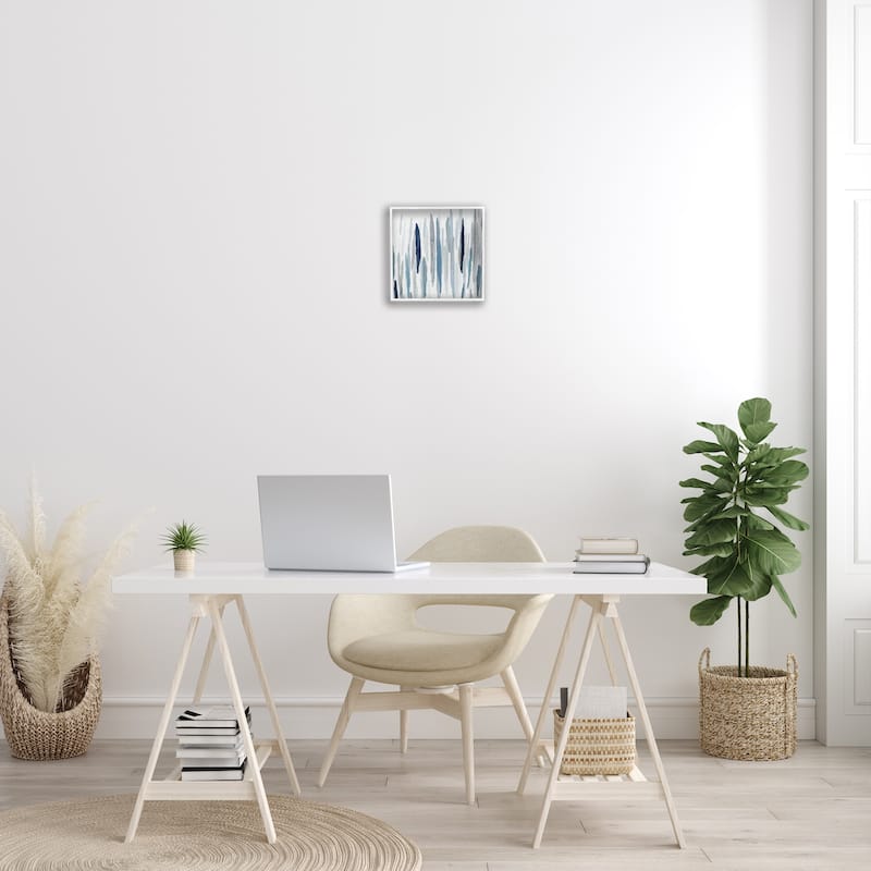 Stupell Abstract Thick Brush Blue Grey Paint Drip Framed Wall Art, Design by Susan Jill