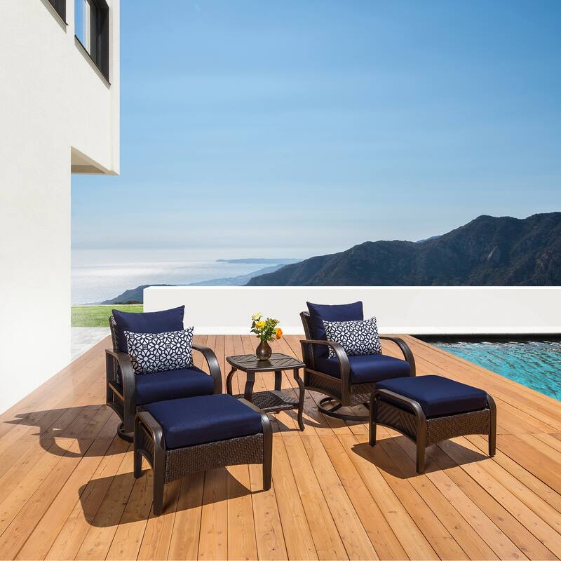 Barcelo 5 Piece Sunbrella Outdoor Patio Motion Club Chair & Ottoman Set