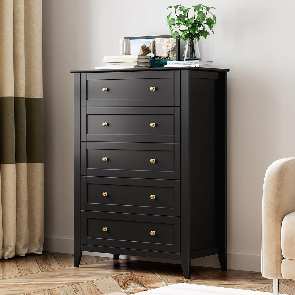 5/6 Drawer Dresser for Bedroom, Dresser with Deep Drawers & Metal Knobs, Modern Wooden Chests of Drawers