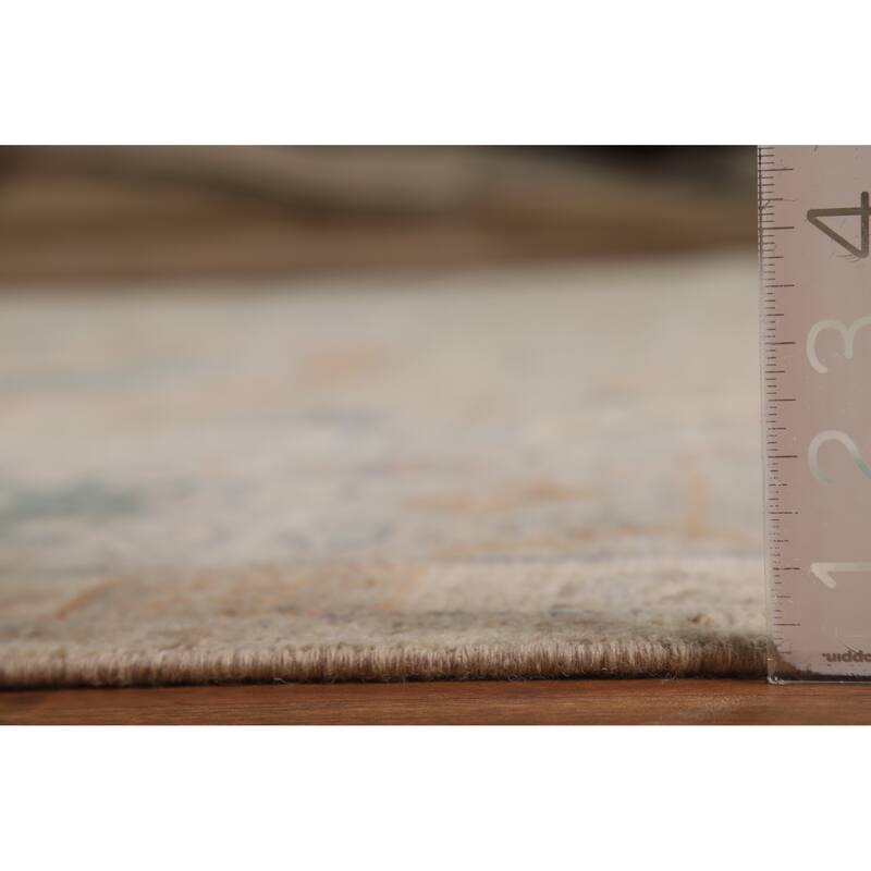 Vegetable Dye Oushak Turkish Large Rug Hand-Knotted Floral Wool Carpet - 9'11"x 14'8"