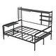 preview thumbnail 36 of 54, Roomfitters Twin/ Full Size Metal Daybed with Movable Desk, Metal Grid Design, Functional Shelves and Hanging Rack