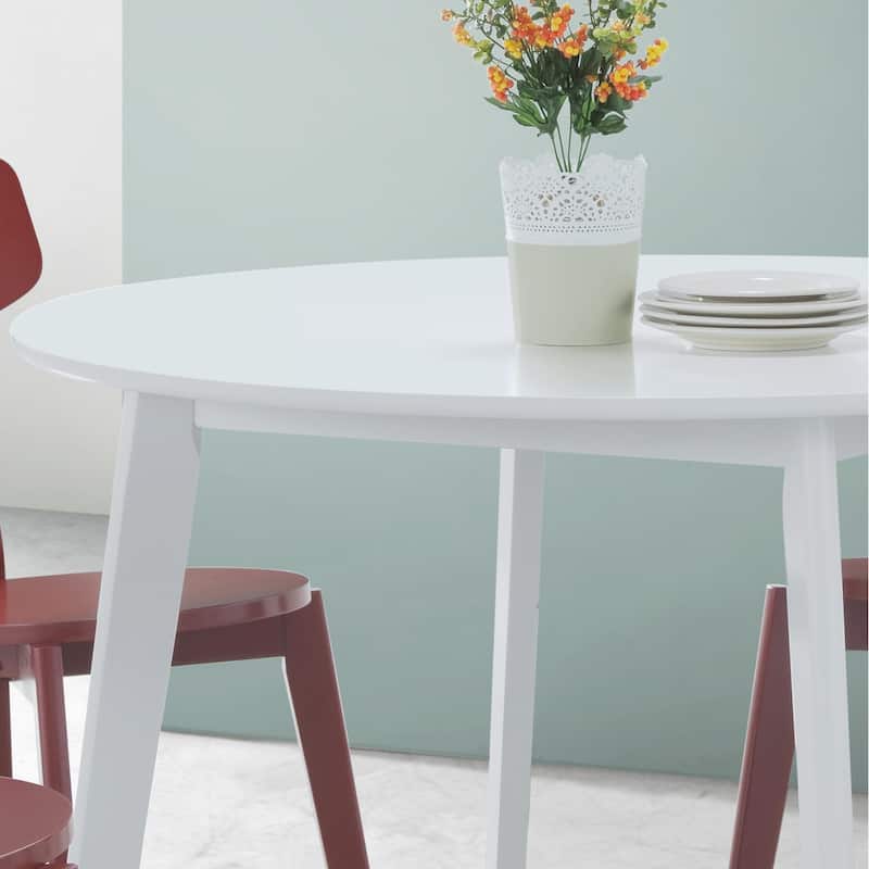 Roundhill Furniture Roma Contemporary White Round Dining Table