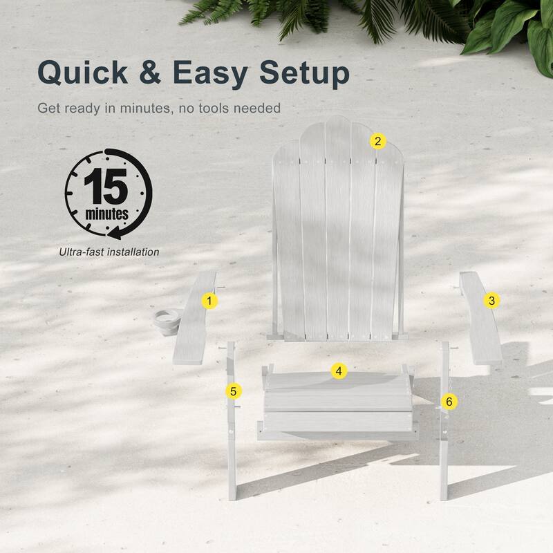 HDPE All-Weather Folding Adirondack Chair with Cup Holder