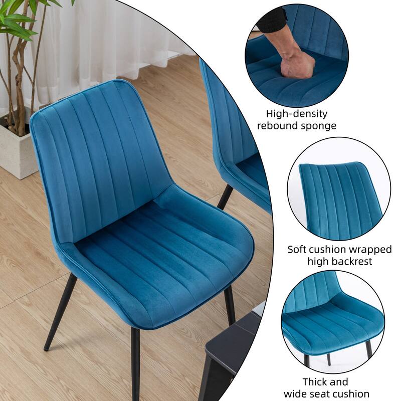 XINMICS Mid-century Modern Dining Chairs, Velvet Upholstered Metal Side Chair, Set of 2/4/6