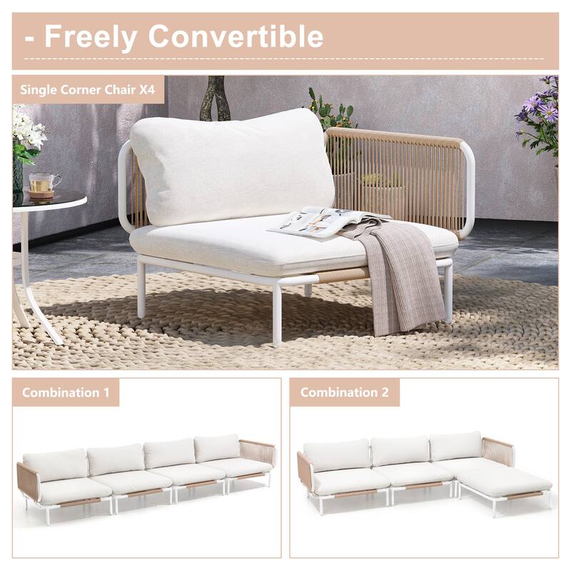 Outdoor Loveseat Composed of Two Chairs, Customizable Set by Combining Multiple Chairs - Combined by 2 corner chairs
