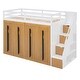 preview thumbnail 6 of 11, Modern Loft Bed with Two-Tone Storage Stairs and Pull-Out Wardrobes, Twin Size