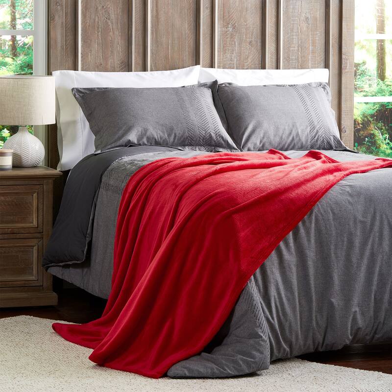 Velvet Throw - Oversized Solid Microfiber Polyester Blanket for Year-Round Warmth by Windsor Home