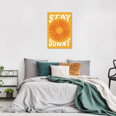Wynwood Studio Canvas Typography and Quotes Stay Sunny Gold and Dark Orange Modern & Contemporary Wall Art Canvas Print