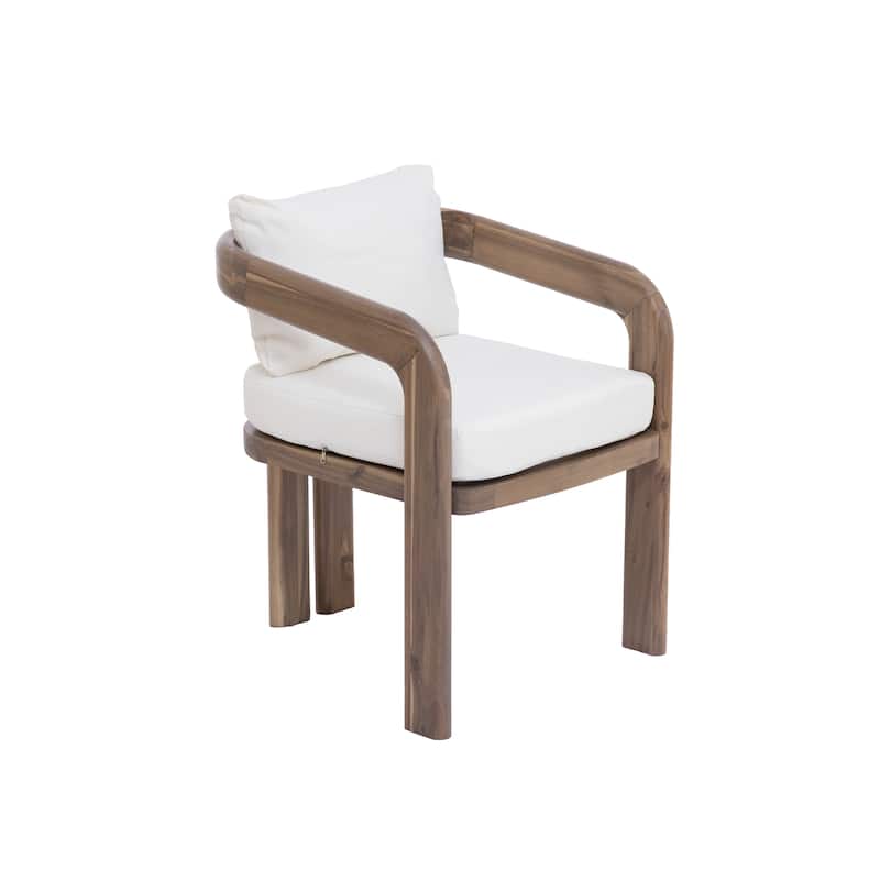 Christopher Knight Home - Country Acacia Wood 7-Piece Outdoor Dining Set with Cushions, Natural and Teak Finish Patio Table