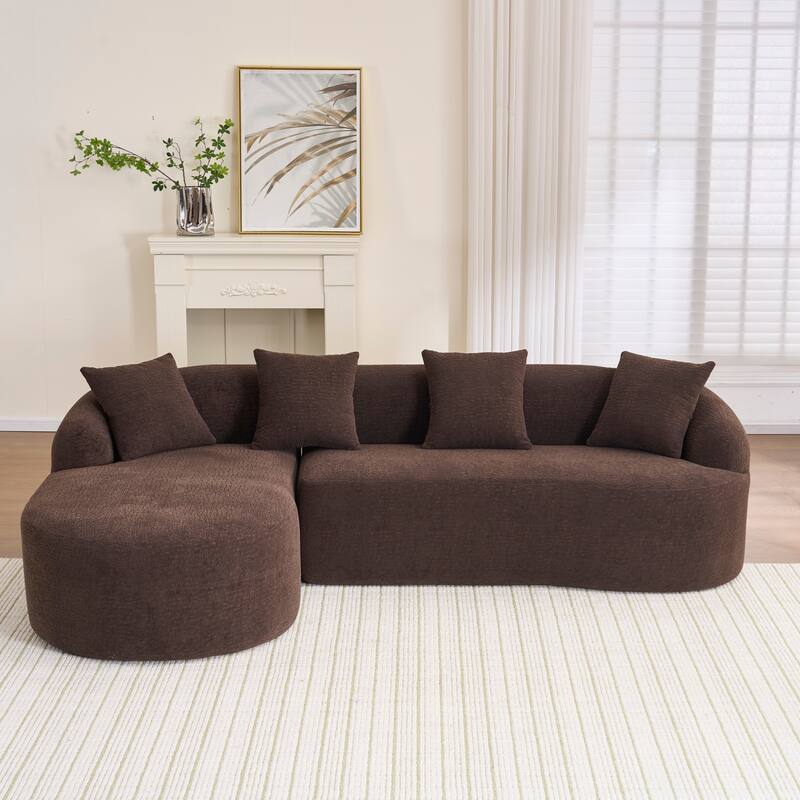 Curved Sectional Sofa L-Shape Modular Chaise Chenille Floor Couch