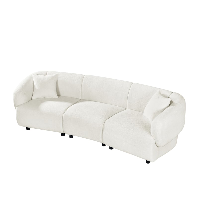 98.5" Curved Sofa for Living Room, Modern Upholstered Fabric Curved Couch with Armrests, 3 Seater Couch for Apartment, Office