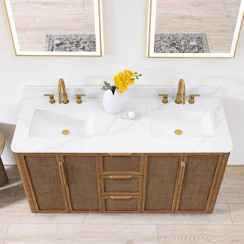 Busan Bath Vanity with White Quartz Stone Top without Mirror