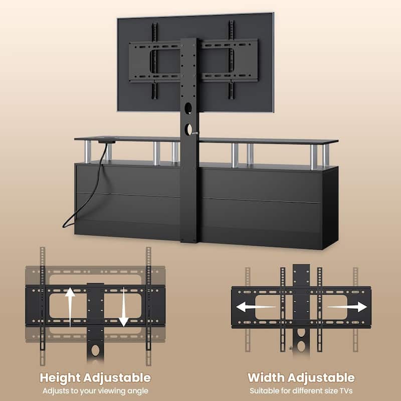 LED TV Stand with Mount Power Outlet TV Mount for 32 to 75 in TVs Drawers