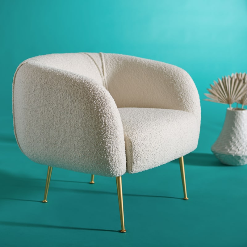 SAFAVIEH Couture Griseldis Stone Polyester Blend Accent Chair - 33" W x 30" D x 29" H - 33Wx30Dx29H