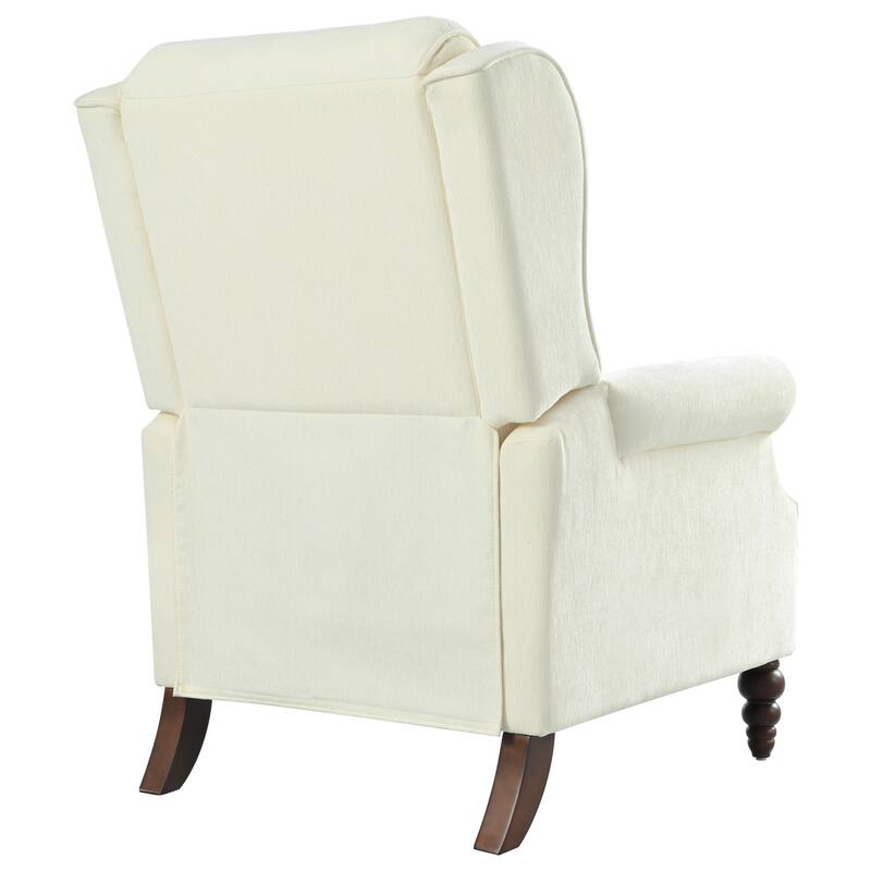 29.75" Chenille Recliner Chair for Living Room, Upholstered Wingback Armchair with Wooden Legs, Rolled Arms for Bedroom
