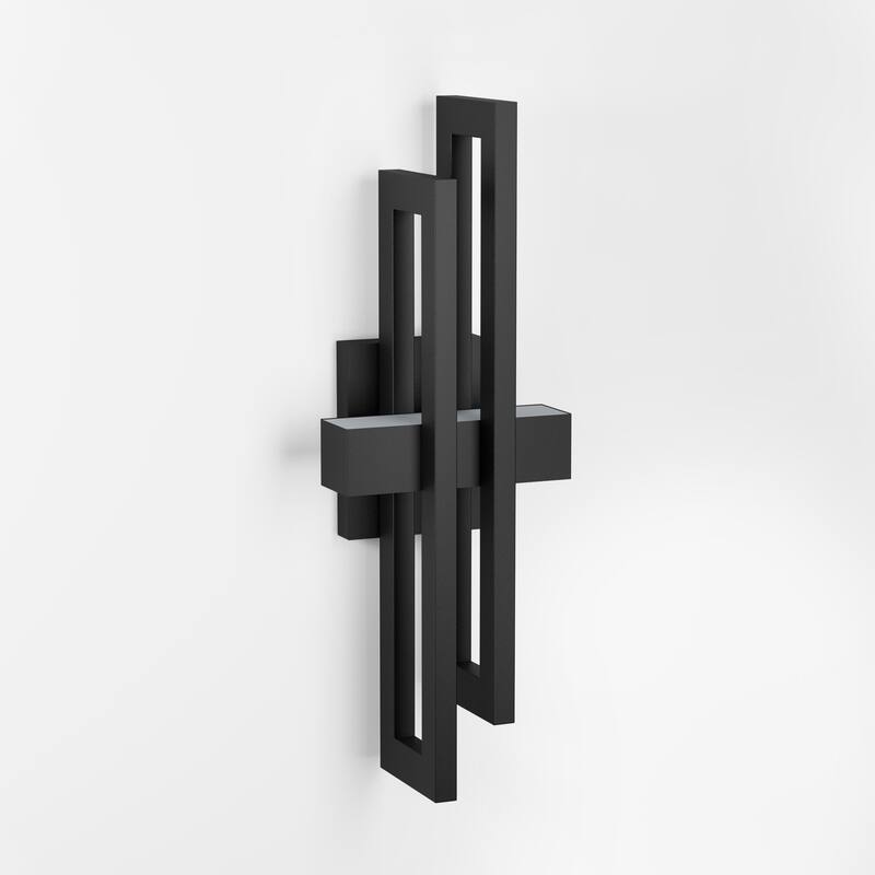 Modern Geometric Matte Black LED Flush Mount Wall Sconce Set of 2 or 1