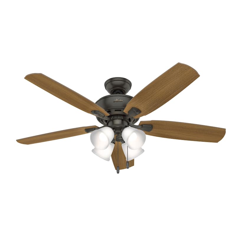 Hunter 52' Amberlin Ceiling Fan with LED Light Kit, Pull Chains - Farmhouse, Transitional, Rustic