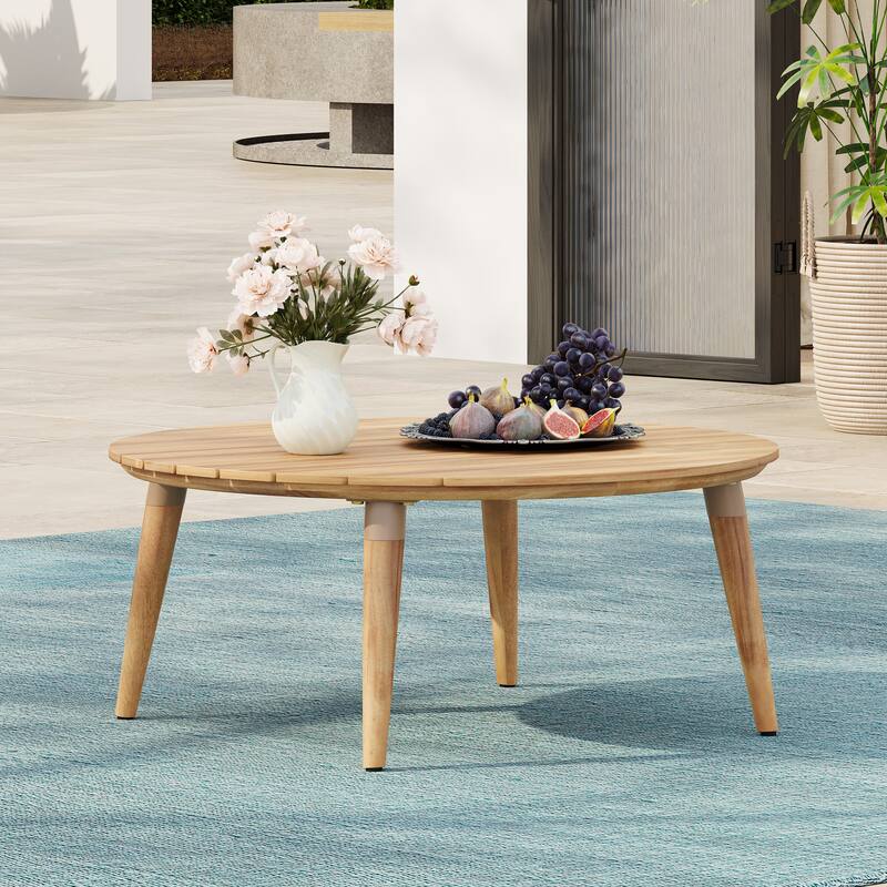 Christopher Knight Home - Alba Outdoor Acacia Wood Coffee Table with Circular Charm