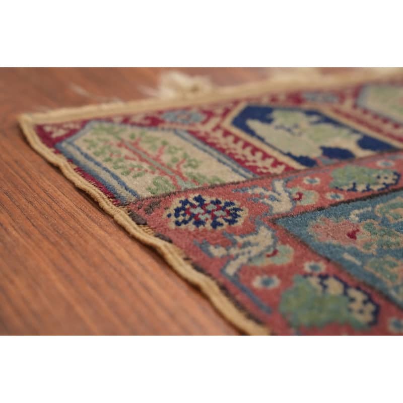 Hand Knotted Oriental 100% Wool Carpet Transitional Geometric Multi-Colored Anatolian Runner Rug - 9' 6'' X 3' 4''