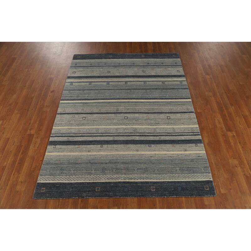 Gabbeh Indian Area Rug Handmade Bedroom Grey Wool Carpet - 5'3" x 7'6"