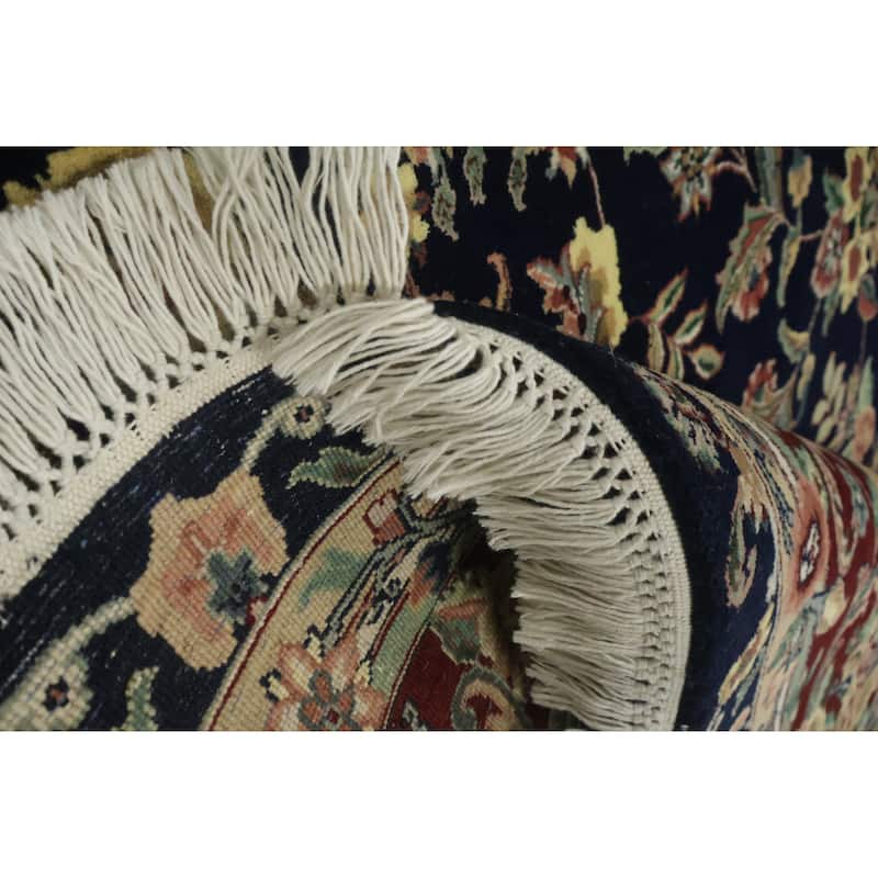 Hand Knotted Oriental 100% Wool Carpet Traditional All-Over Black Aubusson Area Rug - 10' 2'' X 7' 10''