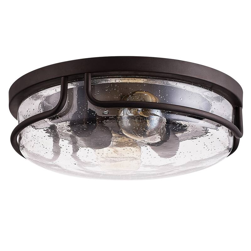 Vintage Rustic 2-Light Clear Glass Design Flush Mount Ceiling Lamp