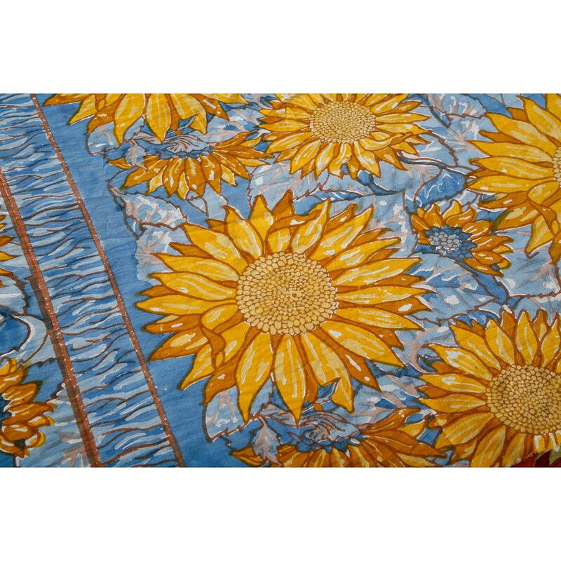 Couleur Nature Sunflower Tablecloth - Yellow/Blue