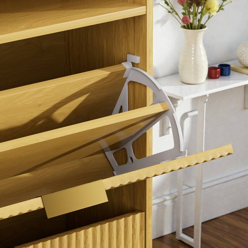 Modern Shoe Cabinet with 2 Flip Drawers, Tall Hidden Shoe Storage Organizer for Entryway, Hallway & Foyer