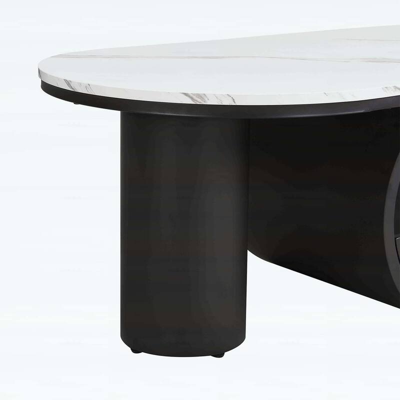 Modern Oval Coffee Table with Storage,Metal Frame for Elegant Living Room Decor