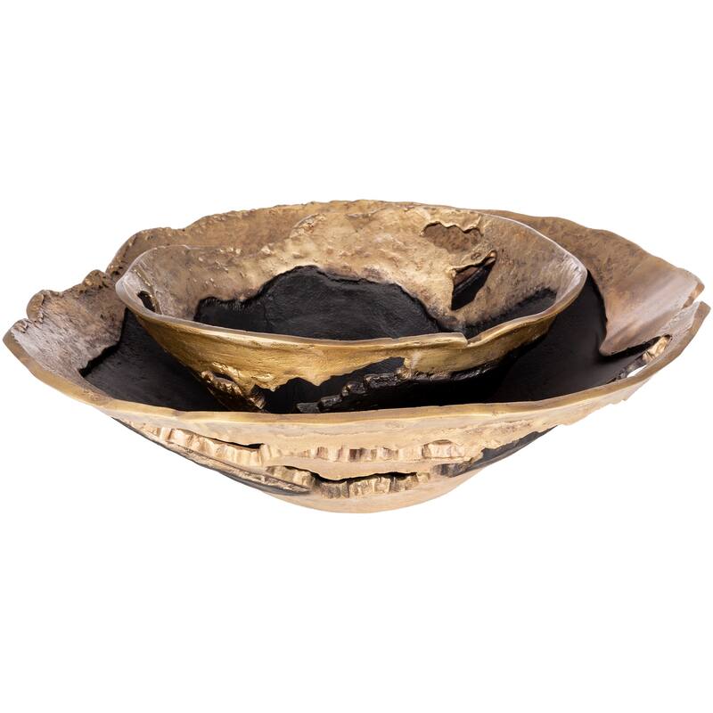Molakos Modern Aluminum Decorative Bowls (2 Pieces) - 12" x 11.5" x 5.25", 18.25" x 17" x 5.5"