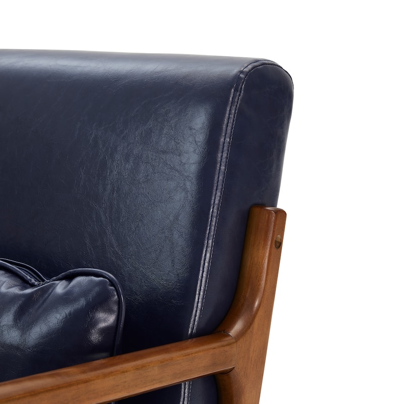 Glitzhome Set of 2 30.75"H Mid-Century Modern PU Leather Accent Chairs - 25.75"W x 33.75"D x 30.75"H