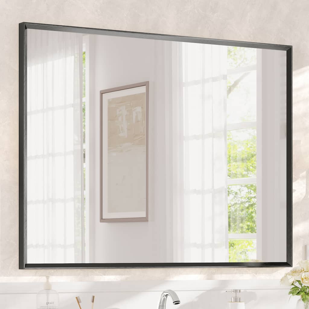 LIVOOSUN Easy Install Bathroom Mirror, Tempered Glass Wall Mirror