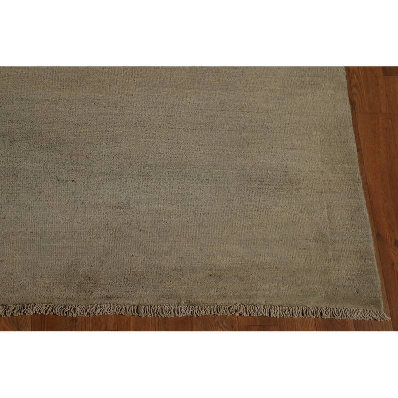 Beige & Gray Gabbeh Modern Area Rug Hand-Knotted Wool Carpet - 6'6" x 9'7"