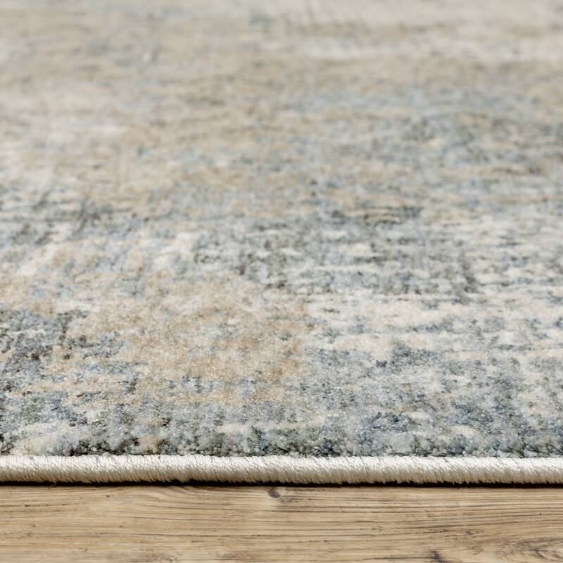 Style Haven Hendrix Faded Abstract Beige/ Blue Fringe Edge Area Rug