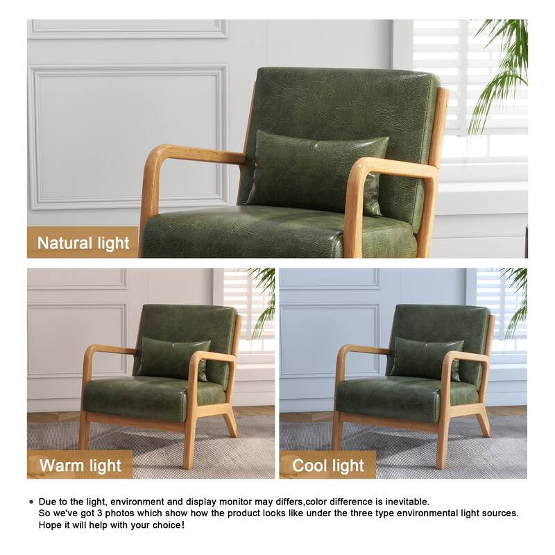 Mid Century Solid Wood Upholstered Accent Chair