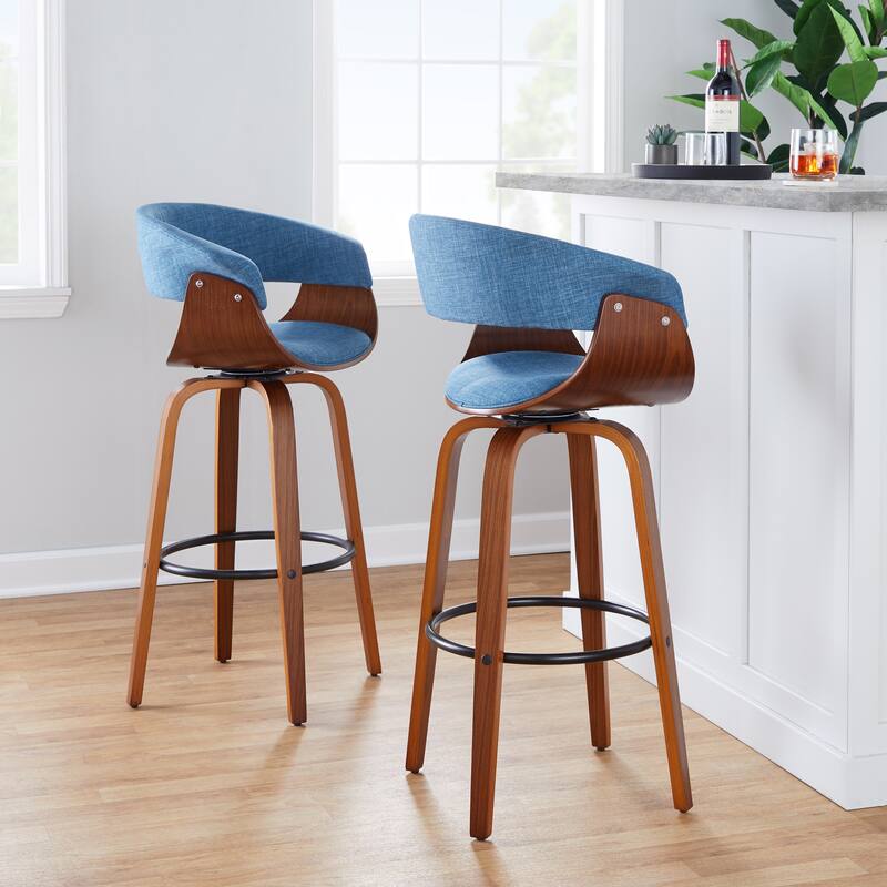 Carson Carrington Sauda 30" Fixed-Height Bar Stool with Bent Wood Legs (Set of 2)
