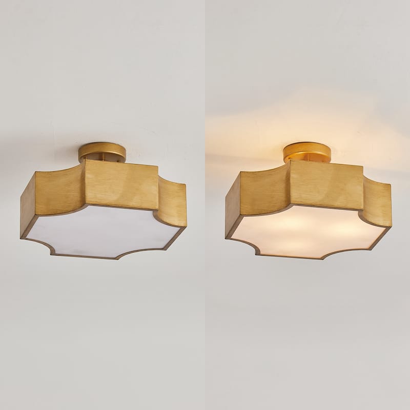 3-Light Modern Gold Semi-Flush Mount Ceiling Light