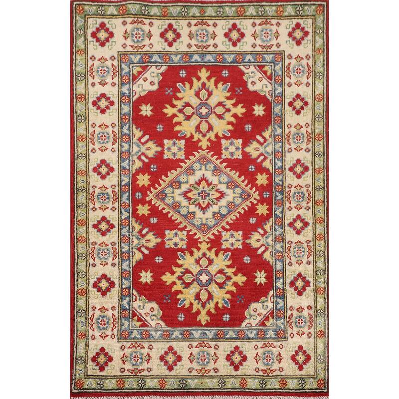 Red Kazak Oriental Rug Handmade Home Decor Wool Carpet - 2'8" x 4'4"