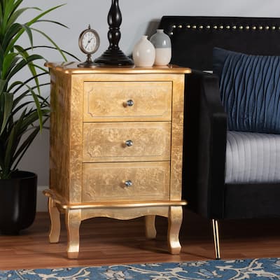 Baxton Studio Newton Classic and Traditional Wood 3-Drawer End Table