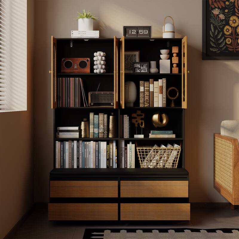 Multifunctional Bookcase with Seating: Style and Utility Combined,Particularly Suitable For Children