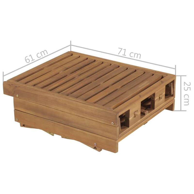 vidaXL Patio Lounge Chair with Cushion Folding Sunlounger Solid Acacia Wood - 78.7" x 24" x 11.8"/33.9"