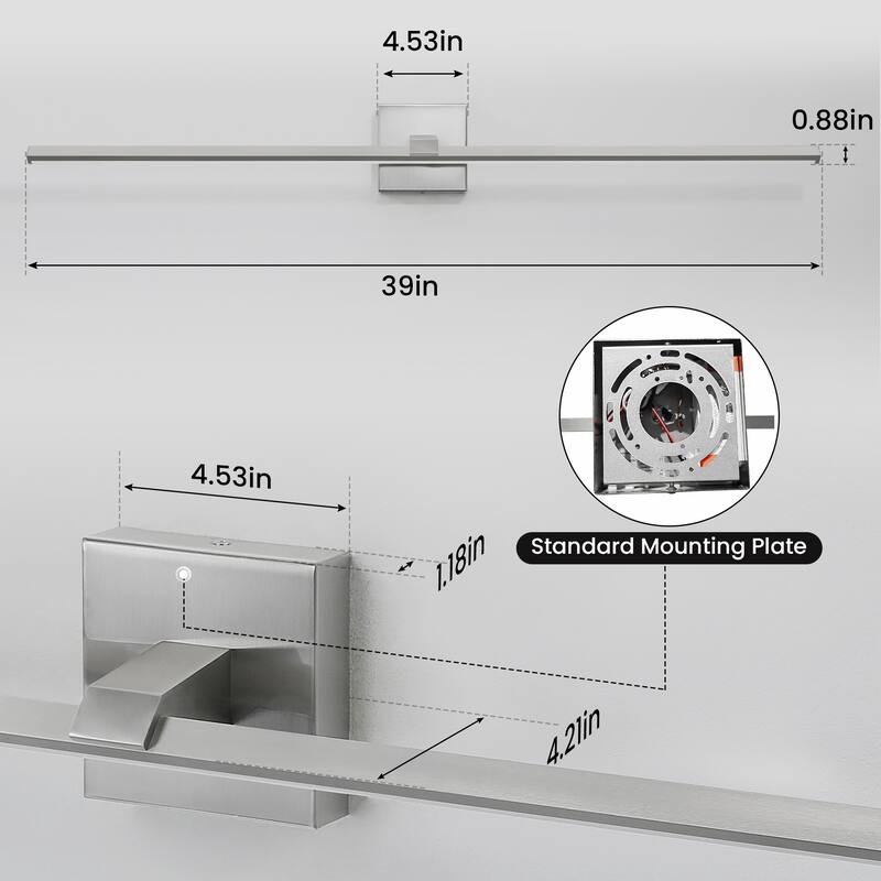 Modern Vanity Lighting Fixtures 24/32/39'' Bathroom Vanity Lights Over Mirror Wall Sconce for Bathroom