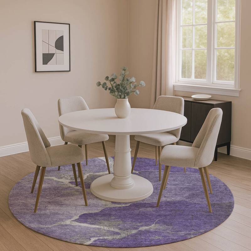 Premium Washable Super Soft Contemporary Envy Mayfield Rug - Purple - 8' x 8'