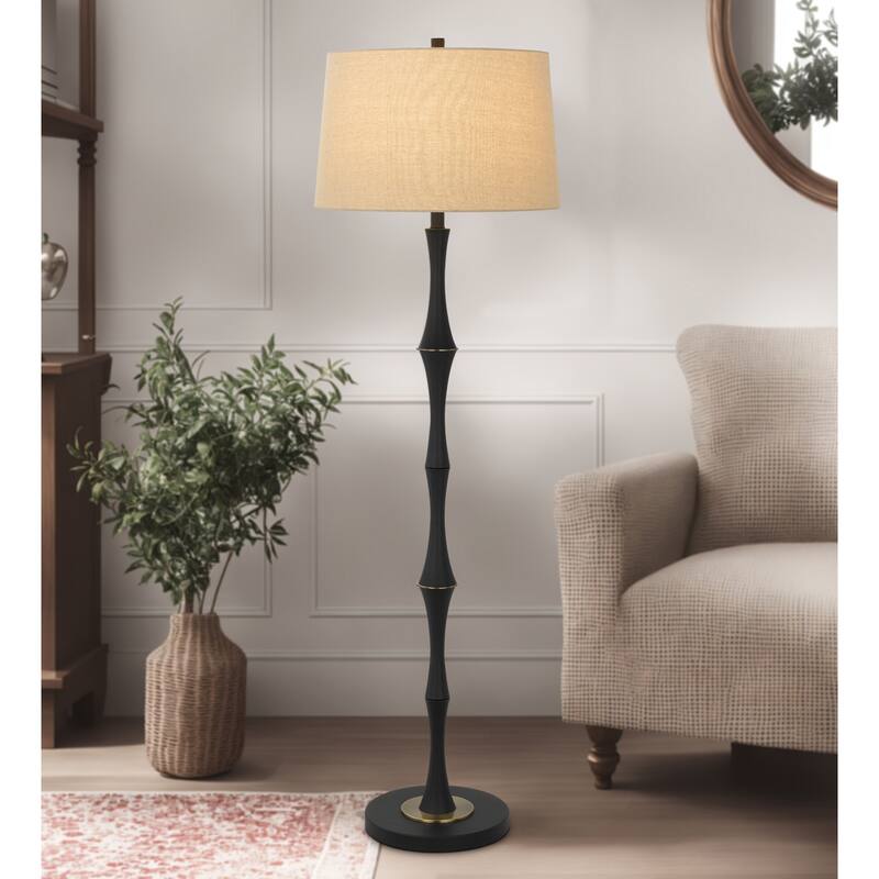 150W 3 way Cohoes metal floor lamp with hardback linen shade - One Size