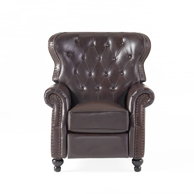Waldo Contemporary Pushback Recliner - Button-Tufted Diamond Stitch Design with Rolled Arms and Nailhead Trim