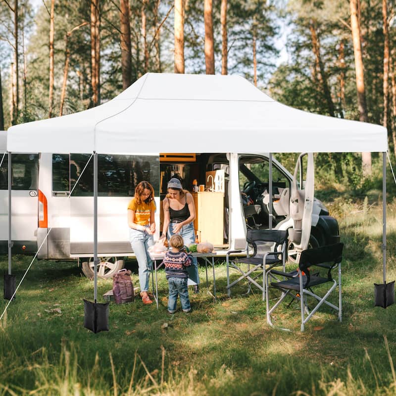 Costway 10 X 14 FT Pop up Canopy Tent with 4 Sidewalls, Wheeled Bag, 4 - See Details